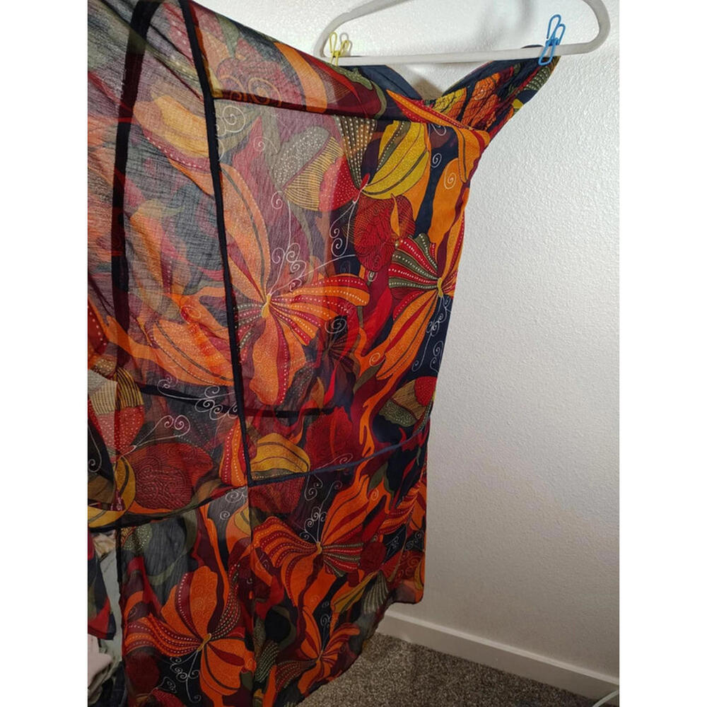 Roxy Dream Strapless midi tiered dress Corsair Blue Orange Bohemian Sweetheart - Picture 6 of 9
